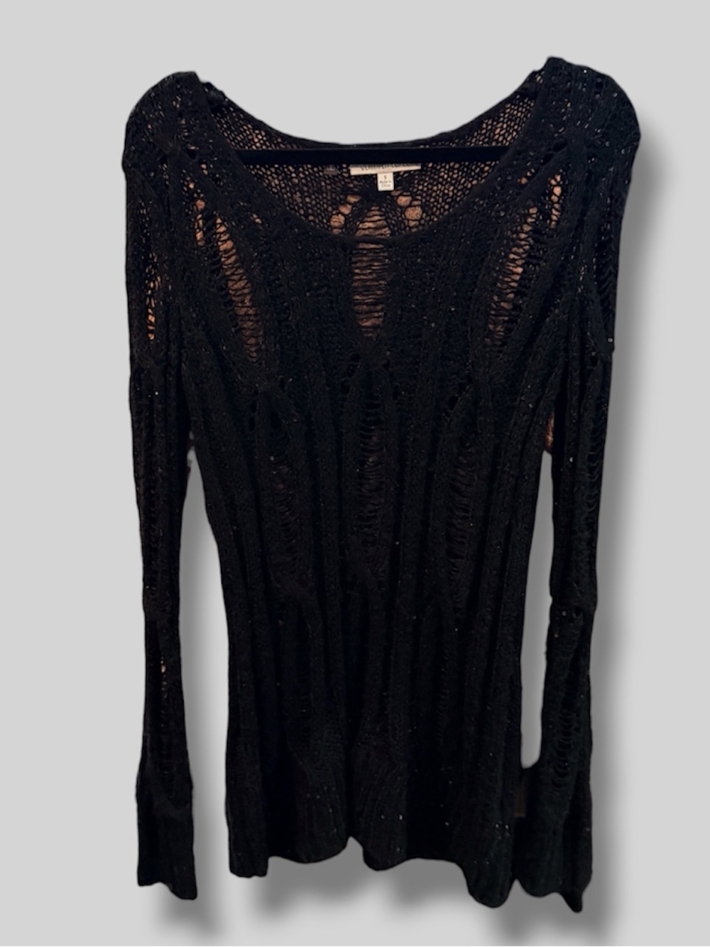 Jennifer Lopez Black Open-Weave Crewneck Sweater - Picture 2 of 6